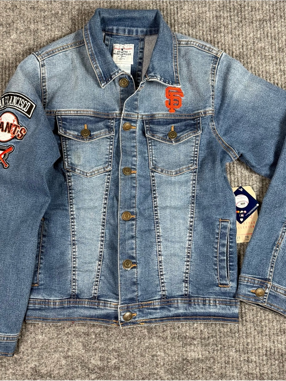 San Francisco SF Giants MLB Denim Jacket NWT Size Youth 10/12 Fits Women’s XS/ S